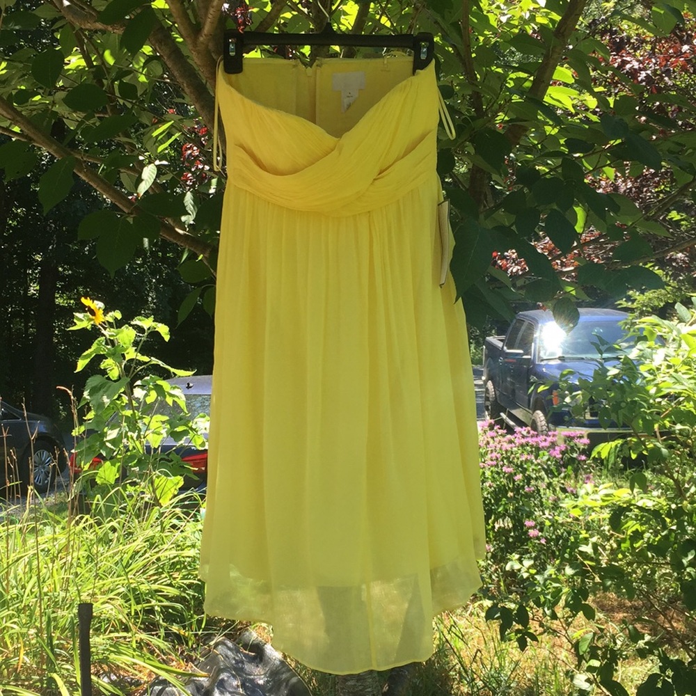 JCrew Yellow Strapless Silk Dress 6 NWT
